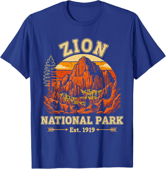 Zion National Park Utah USA Outdoor Vintage Men Women T-Shirt - T-Shirt | Royal