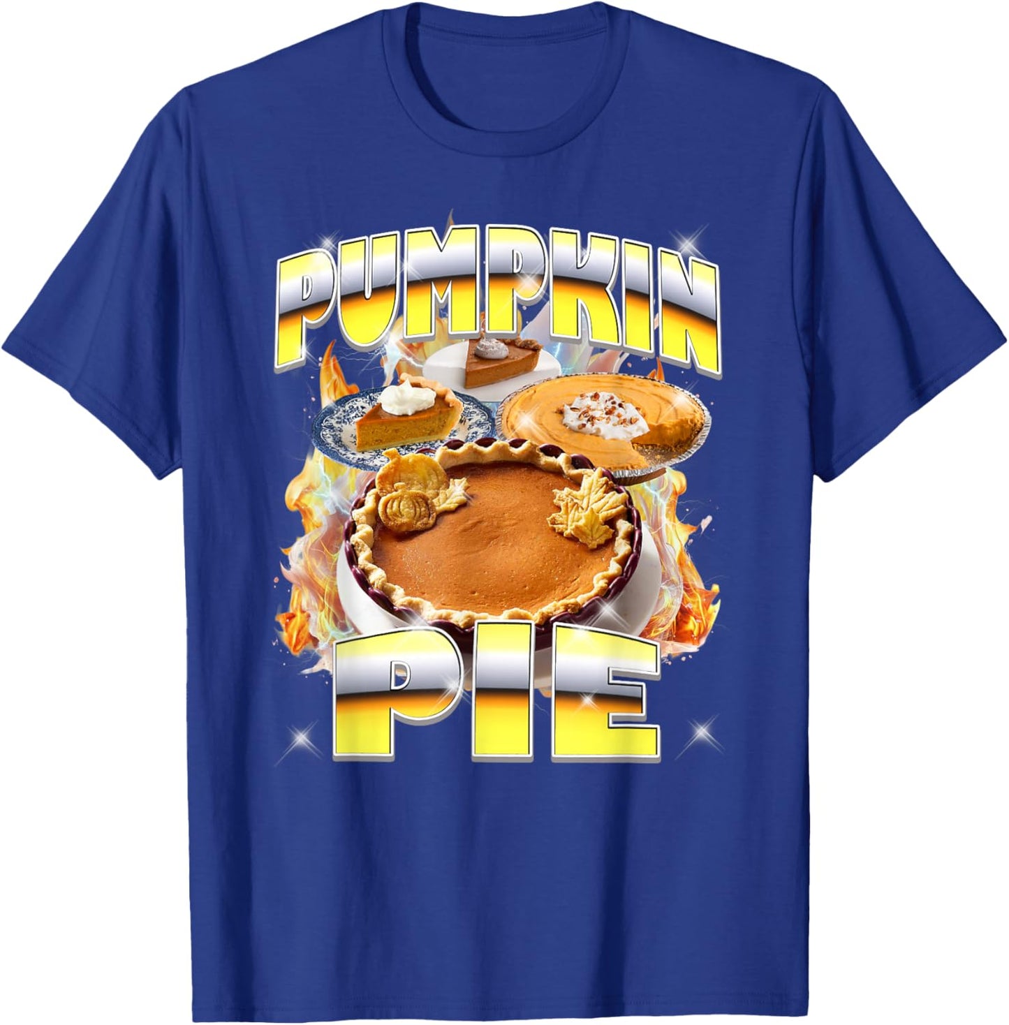 Thanksgiving Pumpkin Pie Bootleg 90's Rap Rock Vintage Funny T-Shirt - T-Shirt | Royal