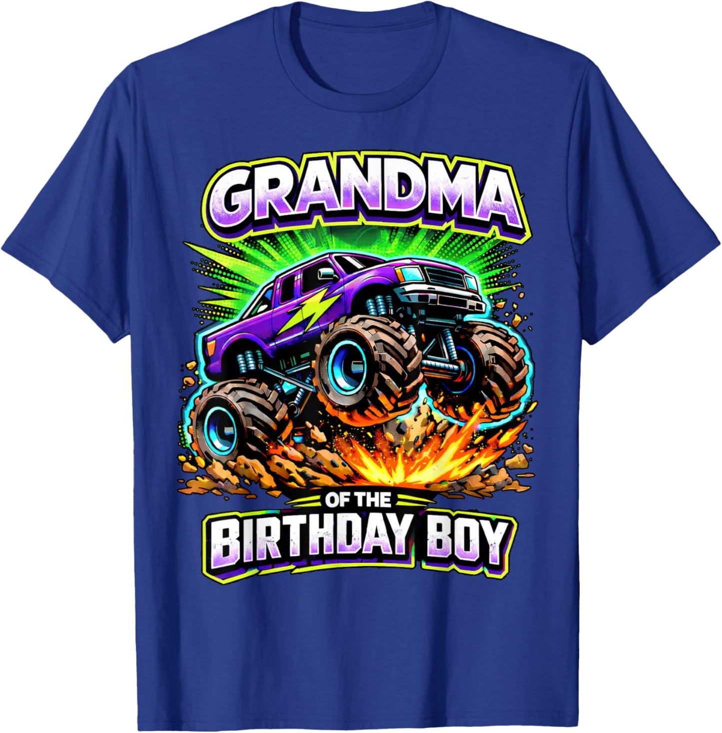 Grandma of The Birthday Boy Monster Truck Birthday Party T-Shirt - T-Shirt | Royal