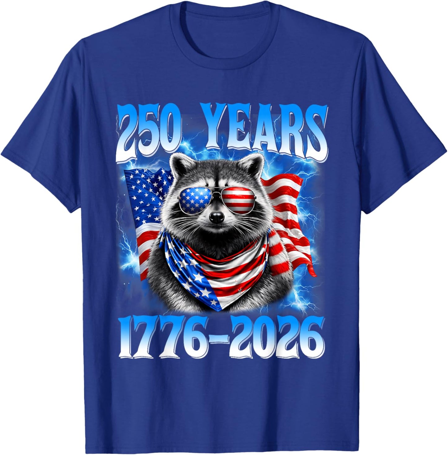 250 Years American 1776 2026 250th Raccoon 4th July Boys Kid T-Shirt - T-Shirt | Royal