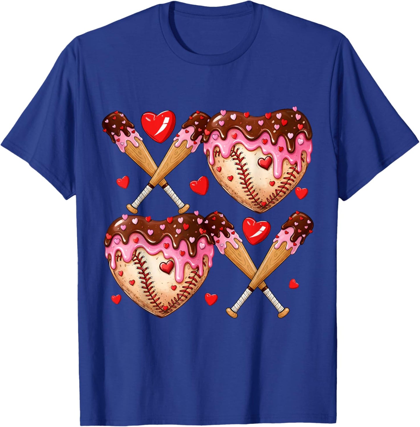 Valentines Day Drip Heart Baseball XOXO Boys Kids Men Sport T-Shirt - T-Shirt | Royal