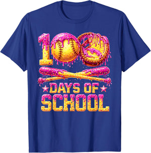 100 Drippy Days of School Softball Ice Cream 100th Day Boys T-Shirt - T-Shirt | Royal