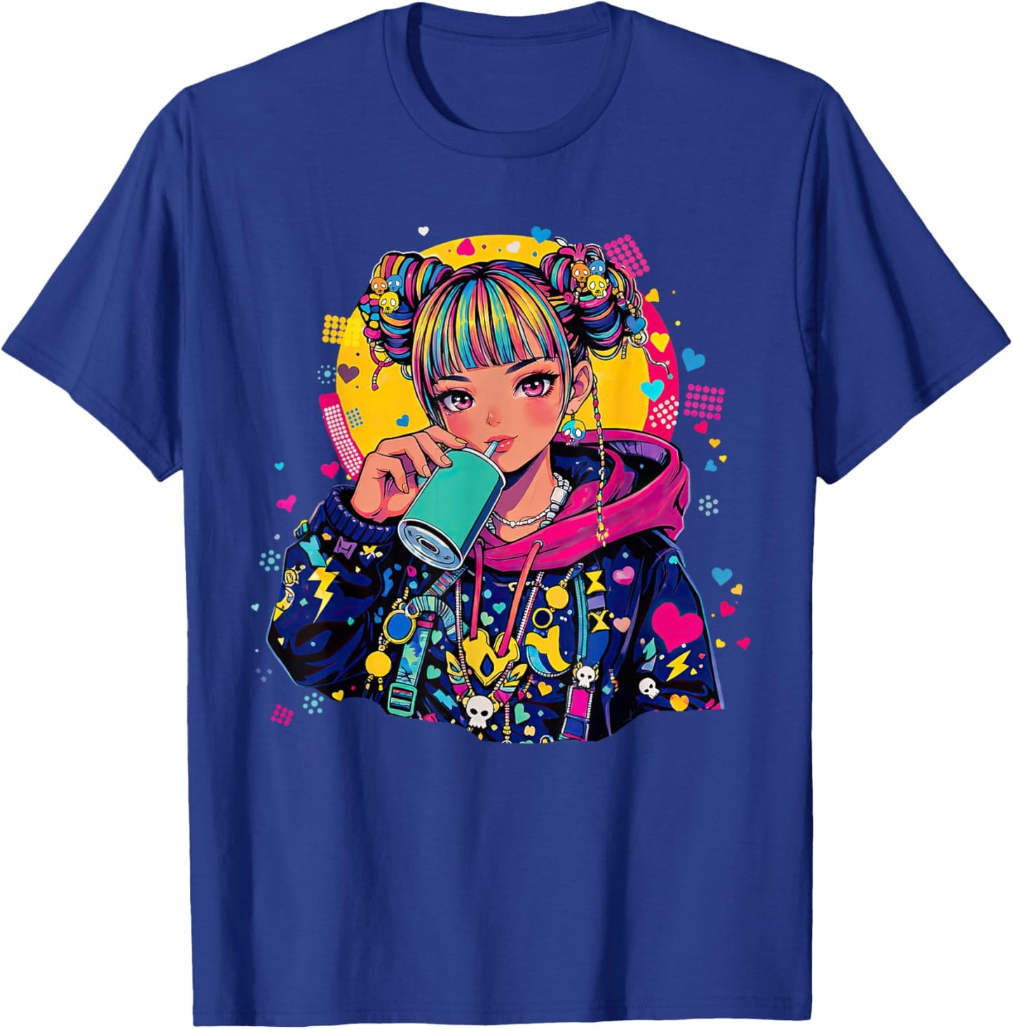 Y2K Decora Aesthetic Kawaii Anime Girl Japanese Streetwear T-Shirt - T-Shirt | Royal