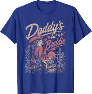 Daddy's Got A Baddie Vintage Funny Cowgirl T-Shirt - T-Shirt | Royal