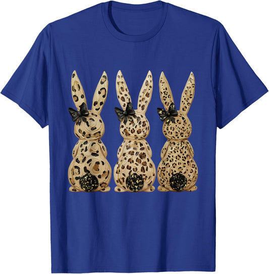 Coquette Leopard Easter Bunny Rabbit Happy Easter Day Girly T-Shirt - T-Shirt | Royal
