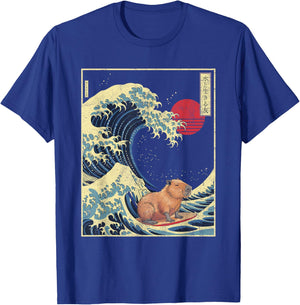 Surfing Capybara Retro Kawaii T-Shirt - T-Shirt | Royal