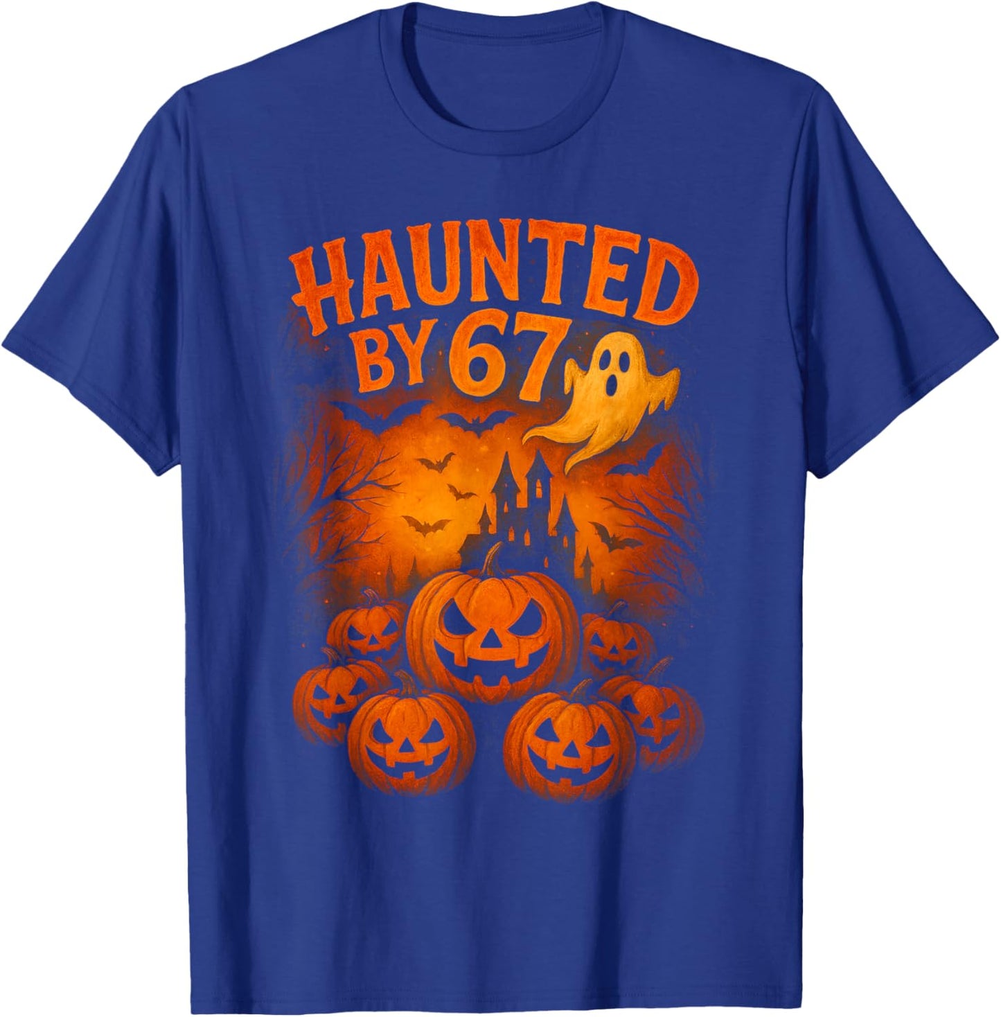 67 Meme Trendy Ghost Halloween Funny Six Seven Gen Alpha Z T-Shirt - T-Shirt | Royal