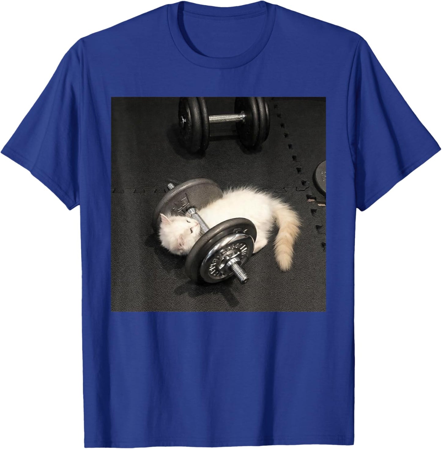 Cat Deadlift Training Funny Cute Cat Weightlifting Meme T-Shirt - T-Shirt | Royal