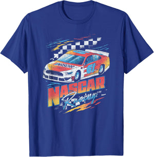 NASCAR Racing Checkers Full Color Distressed Poster T-Shirt - T-Shirt | Royal