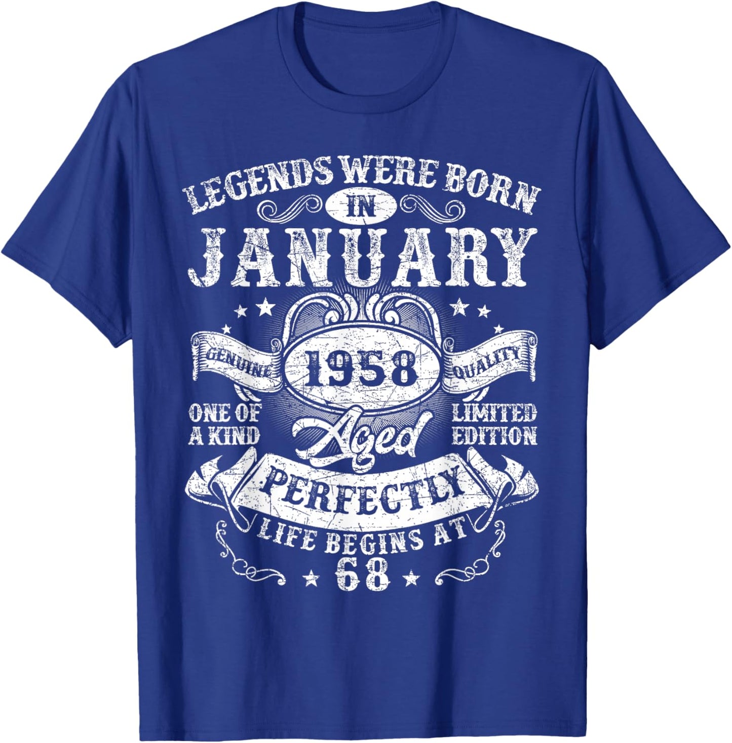 Legends were Born in January 1958 Vintage 68th Birthday Men T-Shirt - T-Shirt | Royal