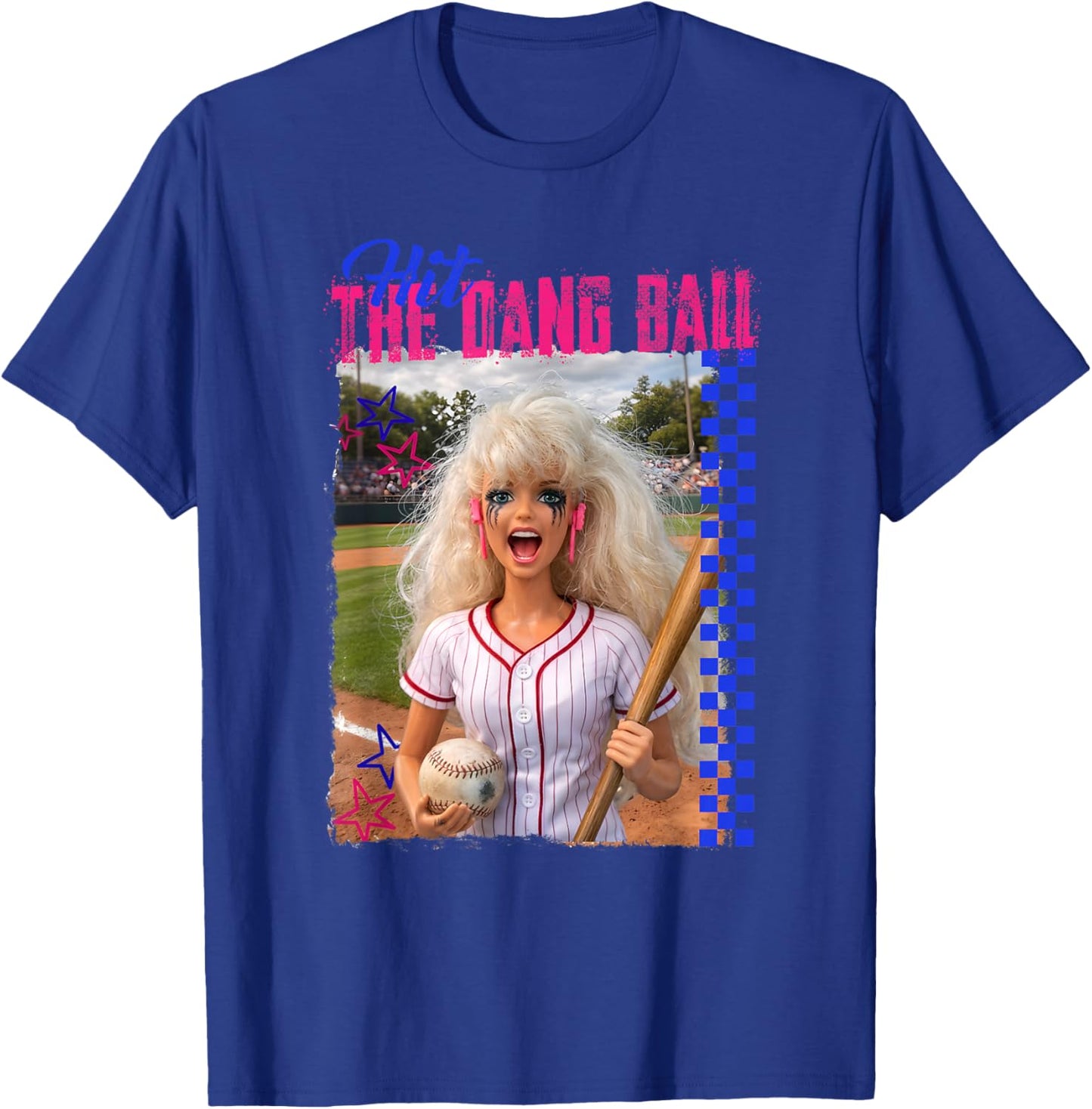 Hit The Dang Ball Baseball Mom Gameday Funny Doll Face Meme T-Shirt - T-Shirt | Royal