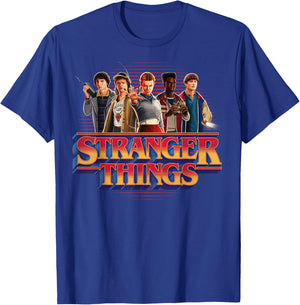 Stranger Things Season 5 Main Crew 80's Style Group Logo T-Shirt - T-Shirt | Royal