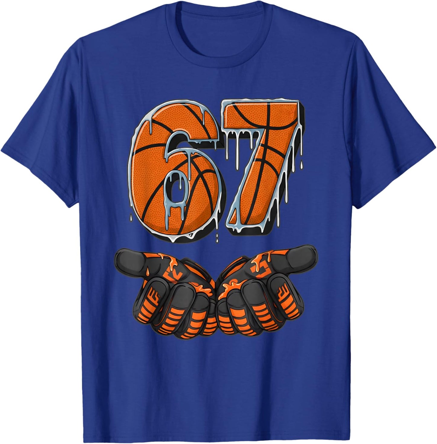 Gen Alpha Slang 67 Basketball Ice Cream Drip Six Seven T-Shirt - T-Shirt | Royal