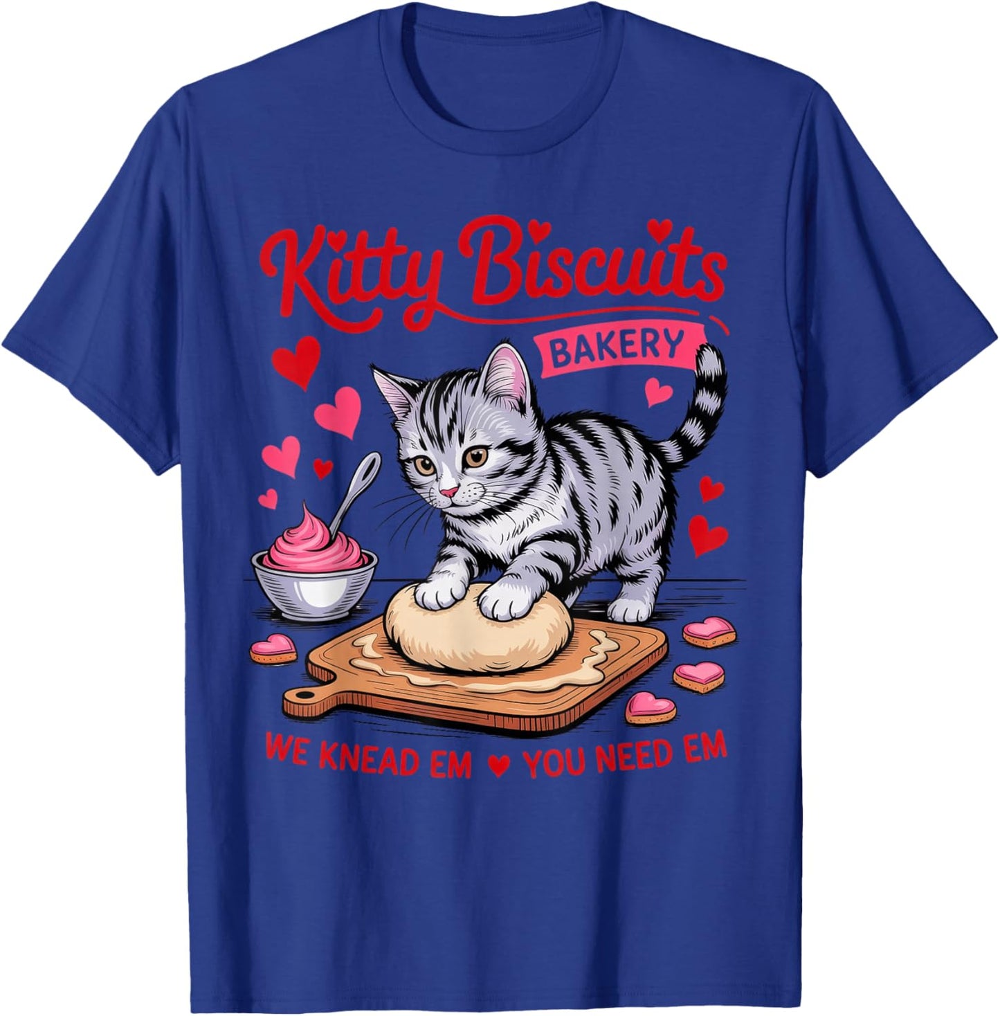 Valentines Cat, Kitty Biscuits Bakery T-Shirt - T-Shirt | Royal