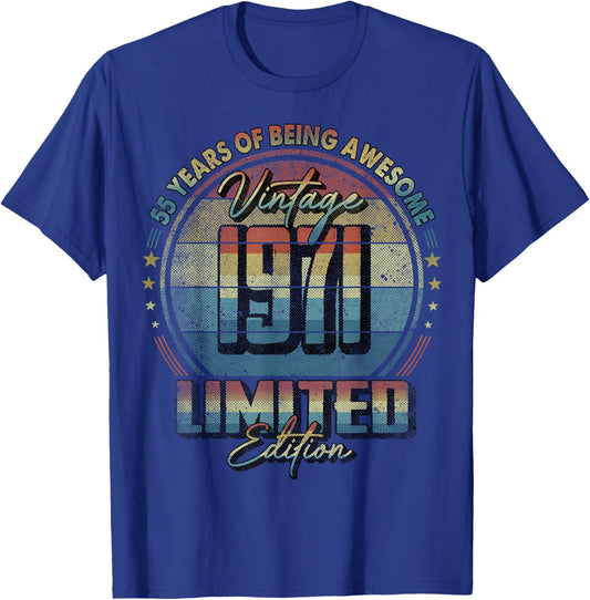 Vintage 1971 Limited Edition Shirt 55 Year Old 55th Birthday T-Shirt - T-Shirt | Royal
