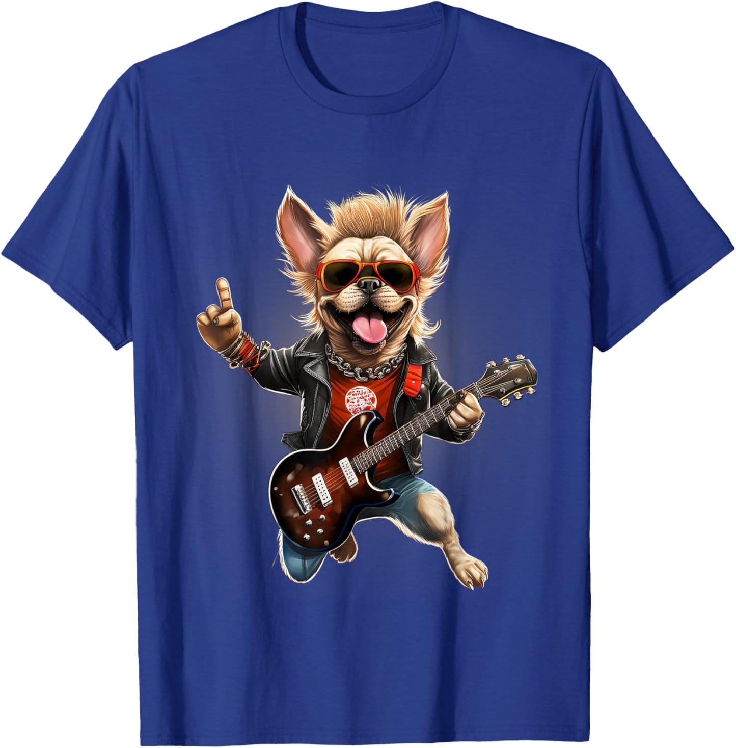 Vintage Punk Guitar French Bulldog T-Shirt - T-Shirt | Royal