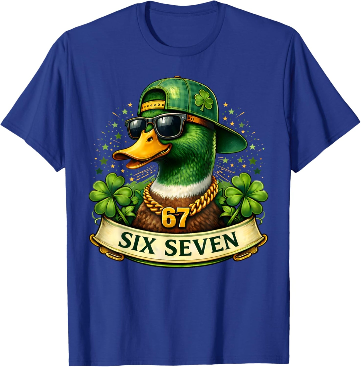 St Patricks Day Lucky Duck Six Seven Meme Shamrock Boys Kids T-Shirt - T-Shirt | Royal
