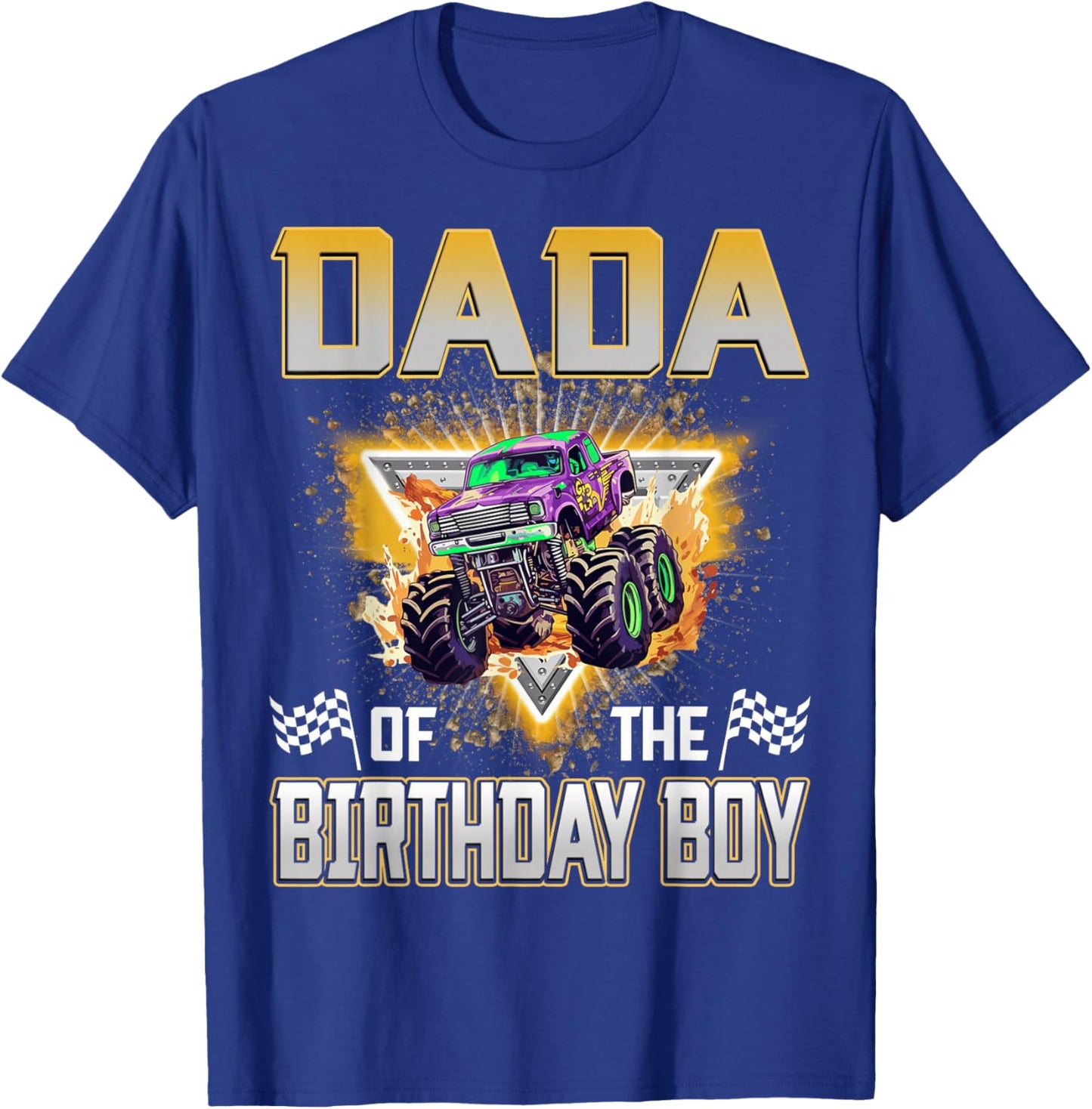 Dada of The Birthday Boy Monster Truck Birthday Family T-Shirt - T-Shirt | Royal