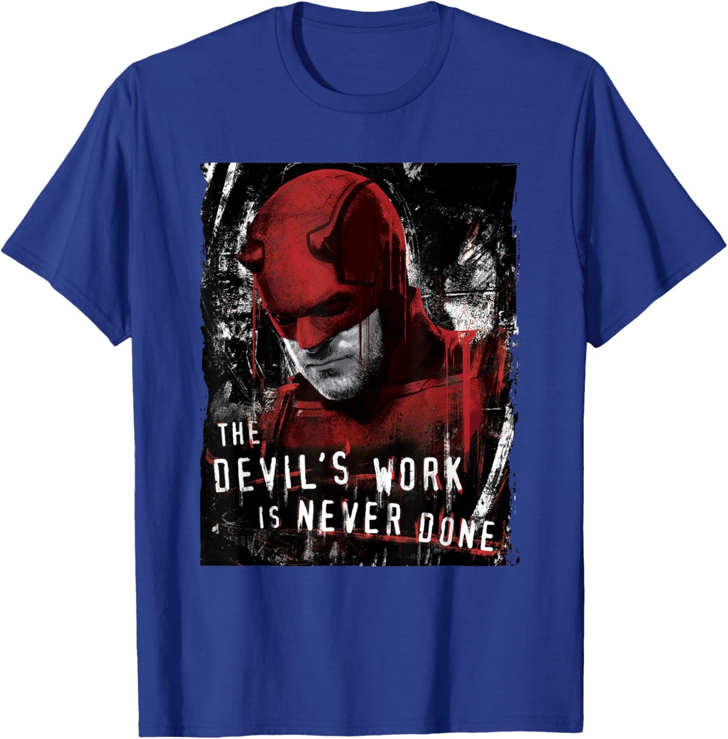 Marvel Daredevil: Born Again Matt The Devils Work Distressed T-Shirt - T-Shirt | Royal