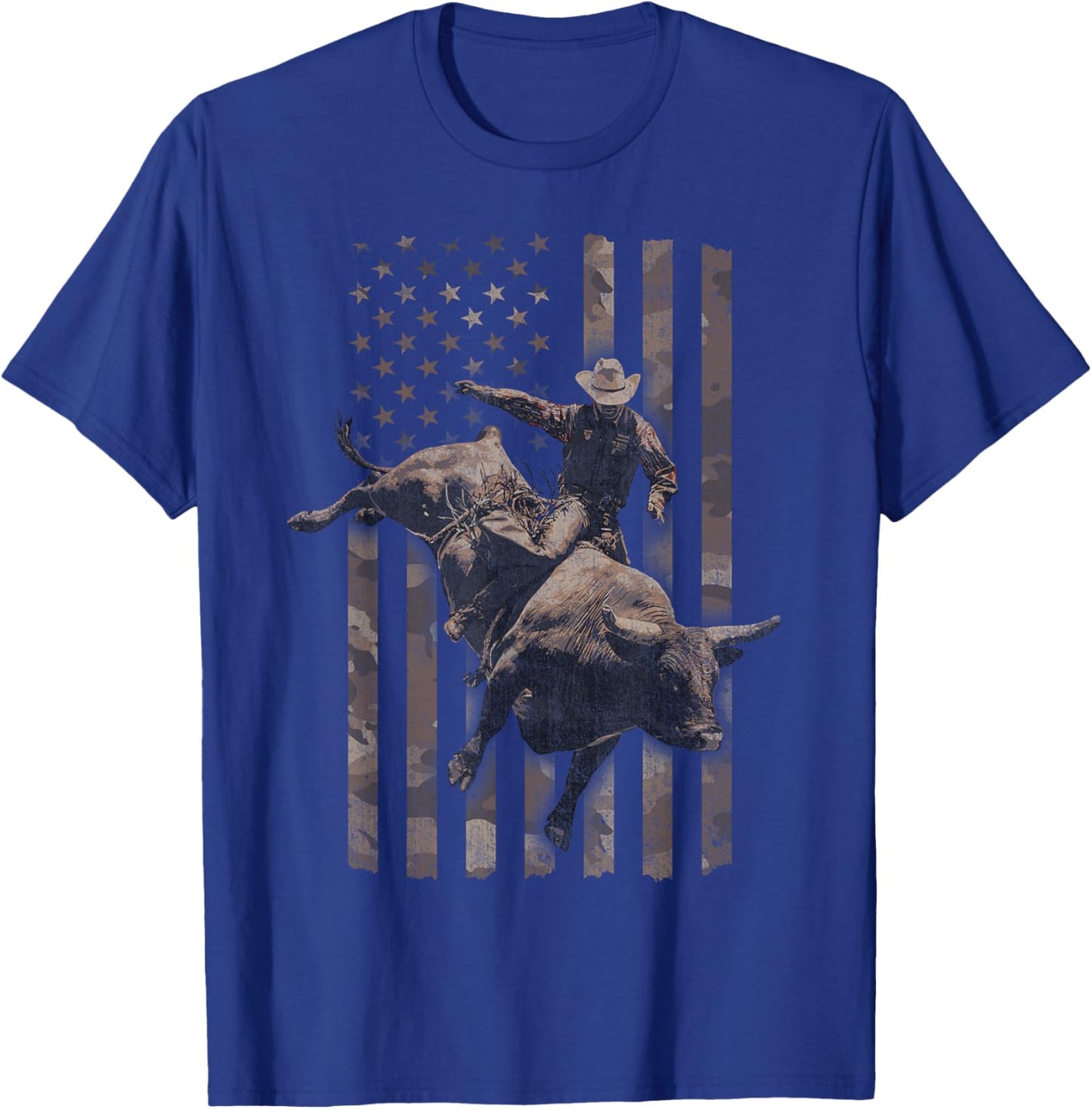 Western Rodeo American Flag T-Shirt - T-Shirt | Royal