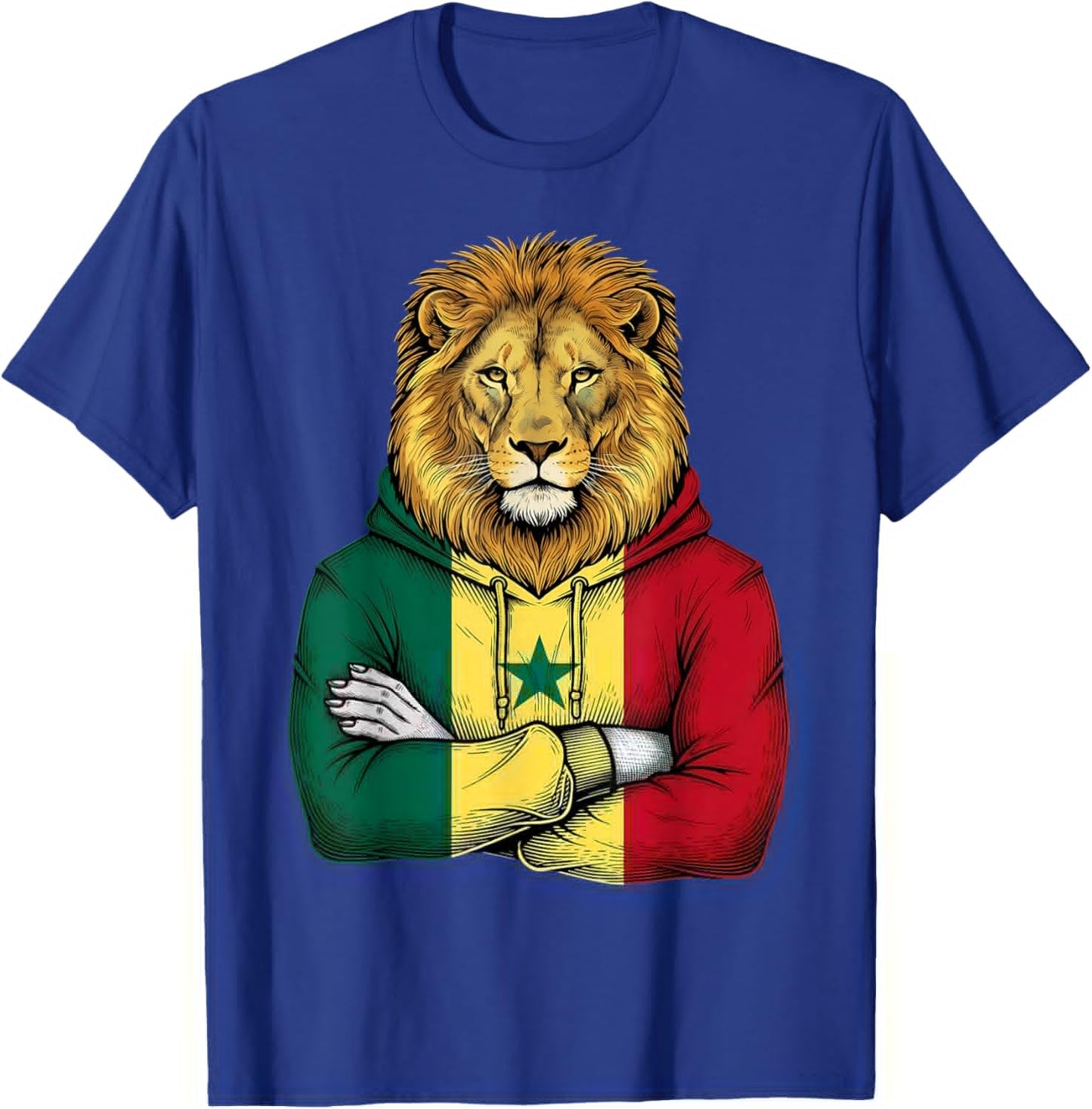 Senegal Flag Lion Senegalese Roots T-Shirt - T-Shirt | Royal