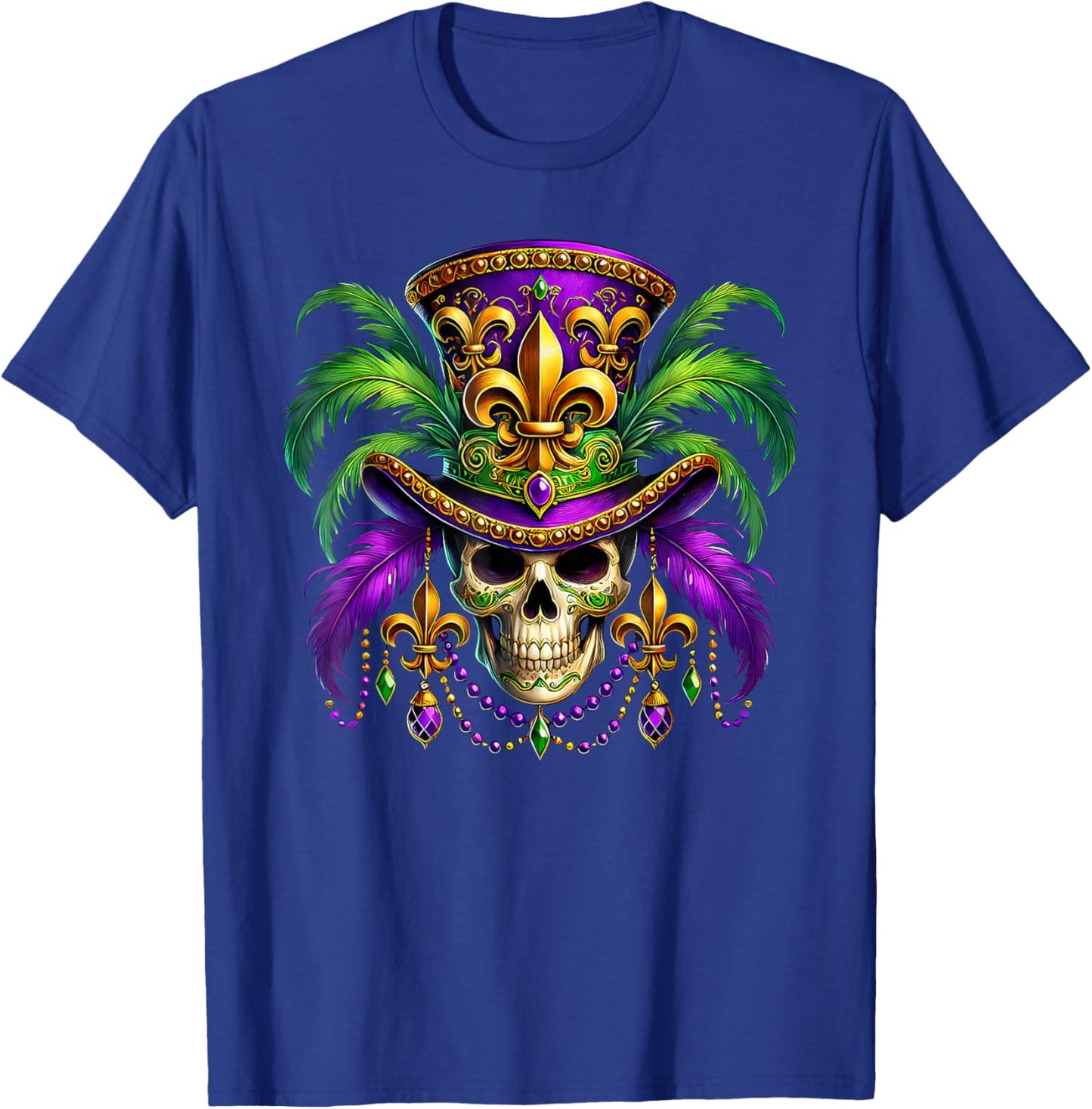 Mardi Gras Skull Top Hat New Orleans Witch Doctor Voodoo T-Shirt - T-Shirt | Royal