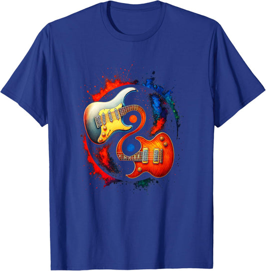 Yin Yang Guitar - Music Lovers Spiritual Art T-Shirt - T-Shirt | Royal