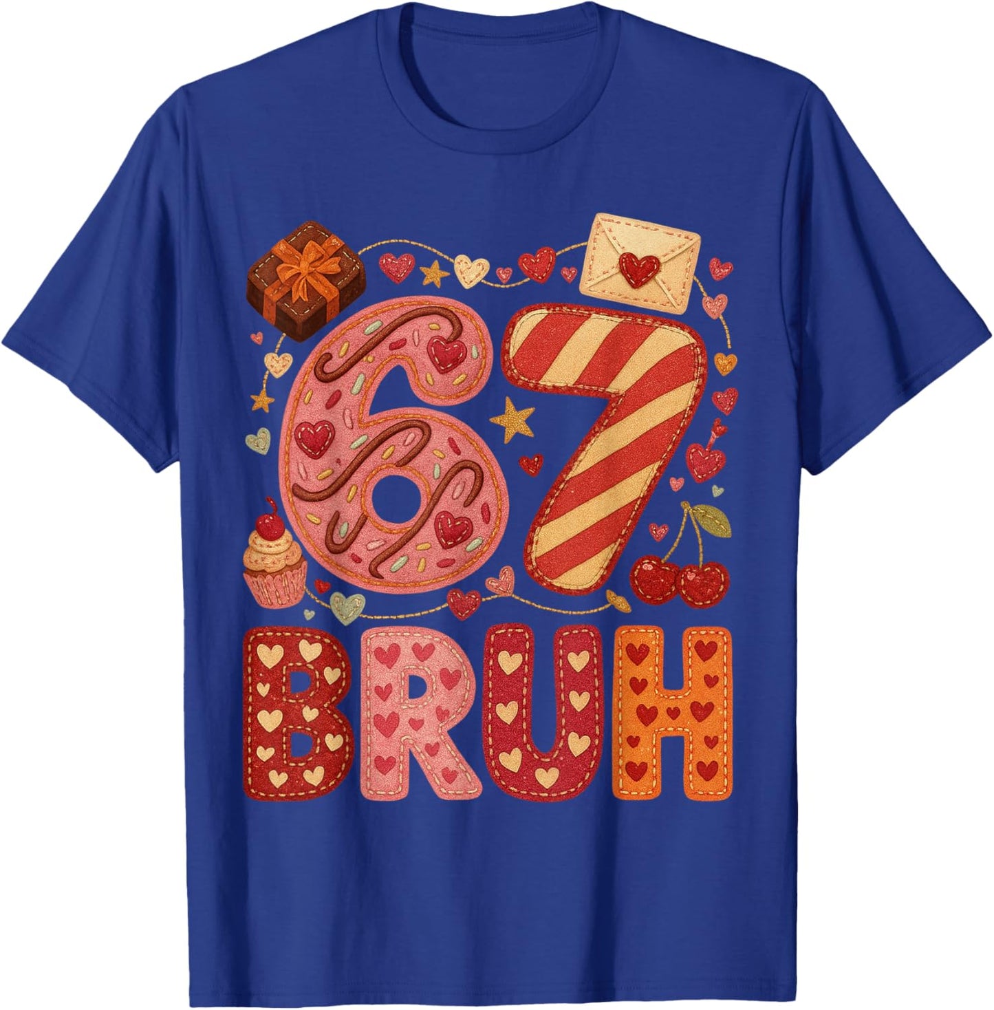 Six Seven Bruh Valentine Heart 67 Cute Kids Meme Boys Girls T-Shirt - T-Shirt | Royal