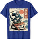 Funny Cat Riding Frog Japanese Ukiyo-e Art Toad Samurai Cat T-Shirt - T-Shirt | Royal