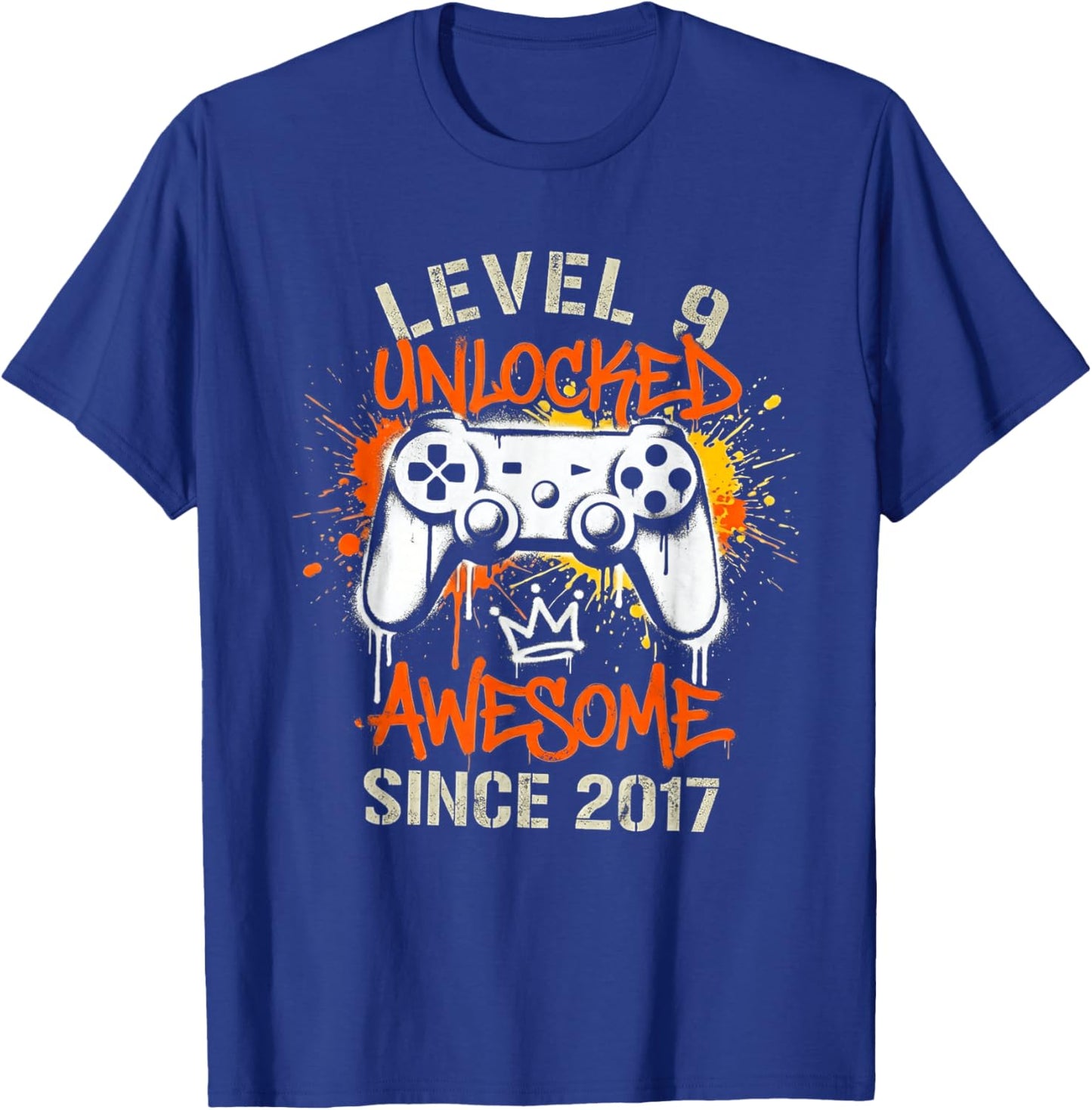 9 Year Old Boy Level 9 Unlocked Awesome 2017 Birthday T-Shirt - T-Shirt | Royal