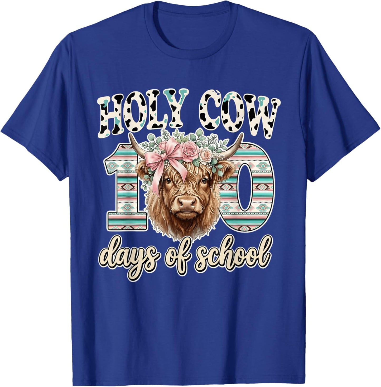 Holy Cow 100 Days of School 100th Day Smarter Teacher Kids T-Shirt - T-Shirt | Royal