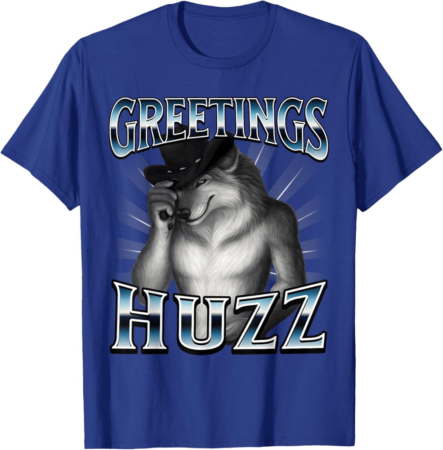 Greetings Huzz Cringe Alpha Wolf Gen Z Ironic Werewolf Meme T-Shirt - T-Shirt | Royal