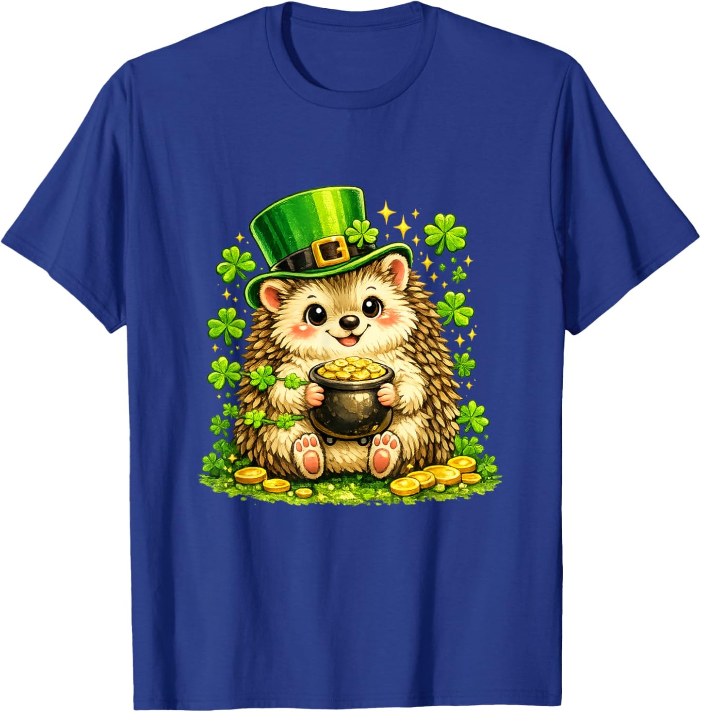 Cute Lucky Hedgehog Leprechaun St Patrick’s Day Funny T-Shirt - T-Shirt | Royal