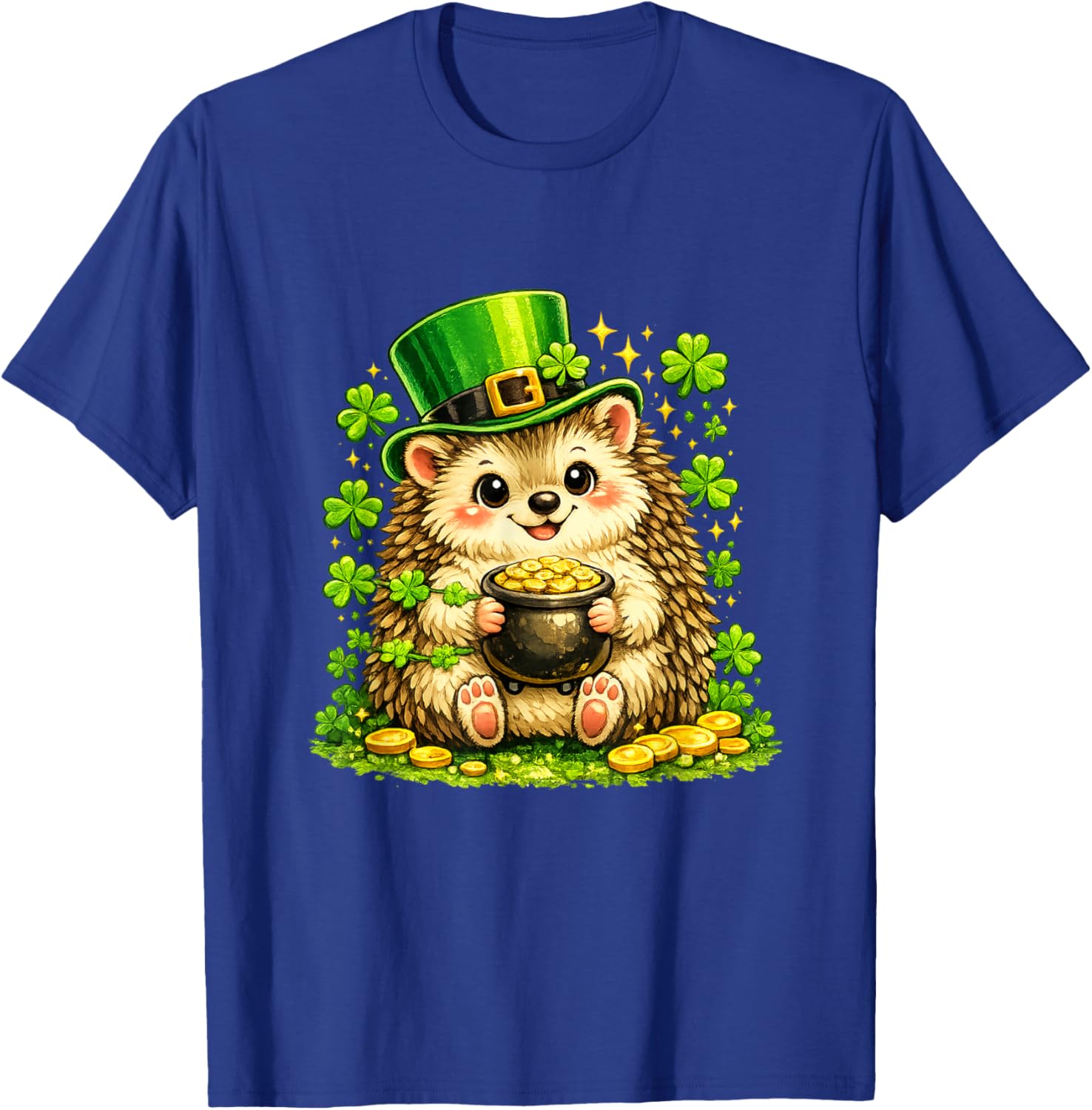 Cute Lucky Hedgehog Leprechaun St Patrick’s Day Funny T-Shirt - T-Shirt | Royal