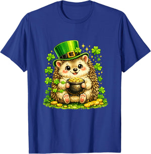 Cute Lucky Hedgehog Leprechaun St Patrick’s Day Funny T-Shirt - T-Shirt | Royal