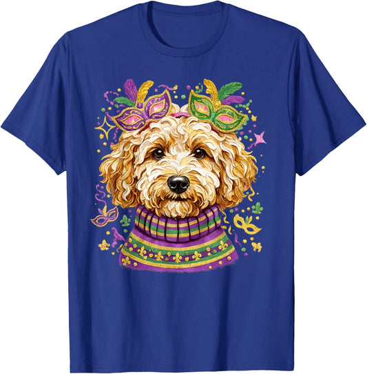 Mardi Gras Dog Shirt Cute Doodle Poodle Carnival Purple T-Shirt - T-Shirt | Royal