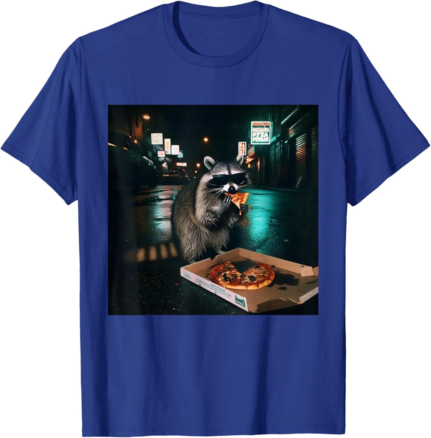 Pizza Raccoon Funny Night Food Quote T-Shirt - T-Shirt | Royal