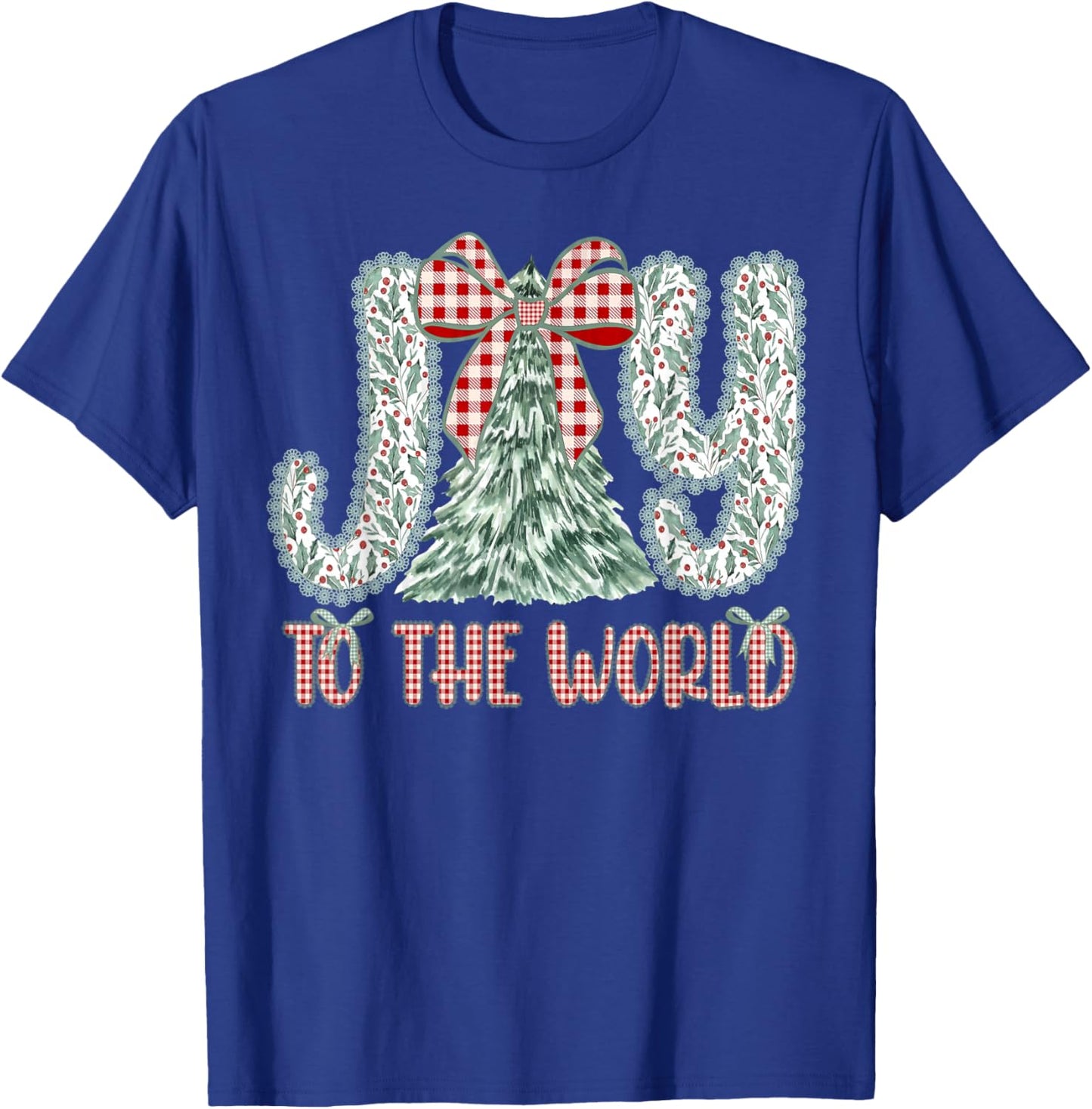 Joy to The World Jesus Christian Christmas Xmas Tree Holiday T-Shirt - T-Shirt | Royal