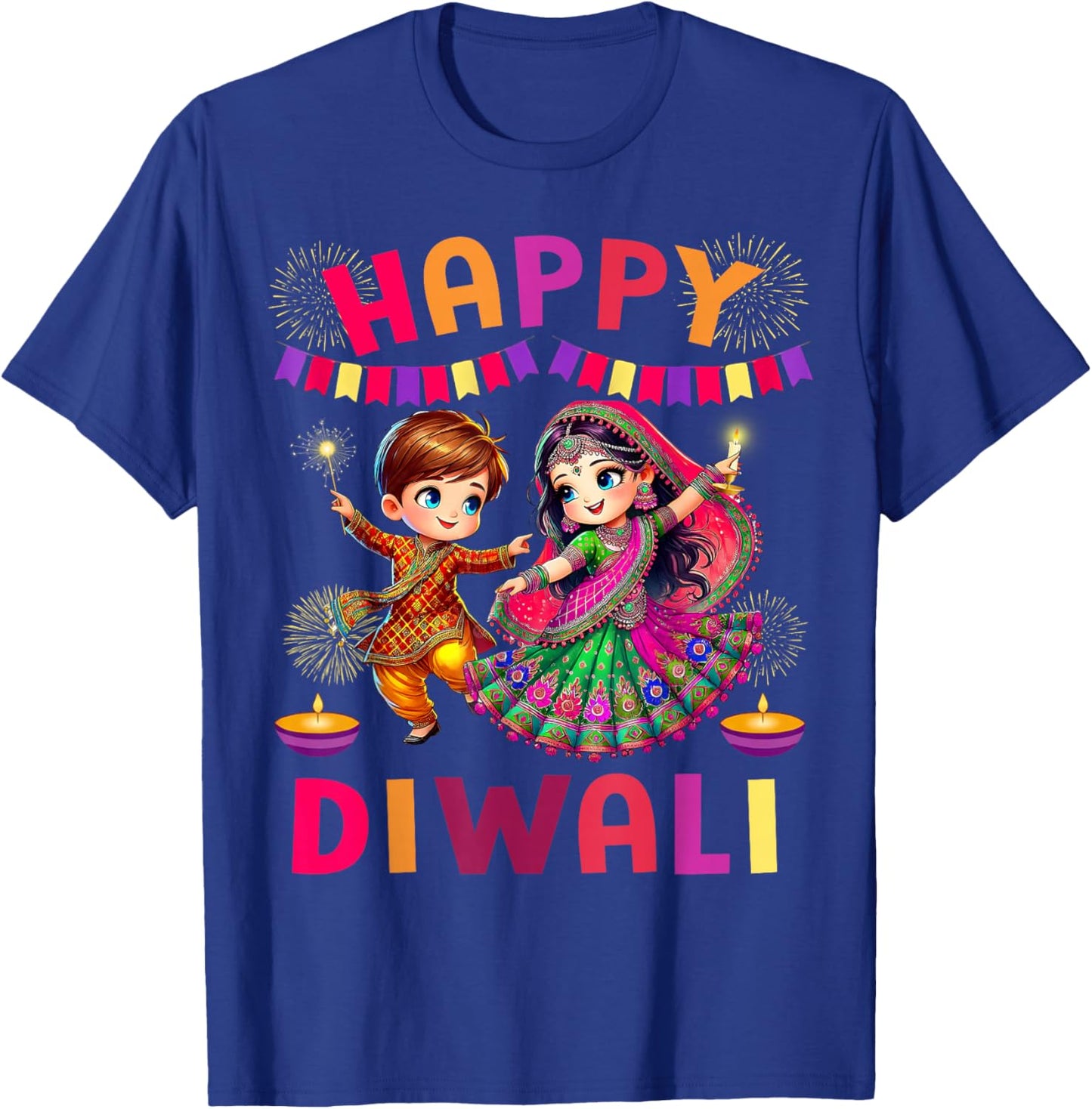 Happy Diwali Festival Lights Matching Indian Family Couples T-Shirt - T-Shirt | Royal
