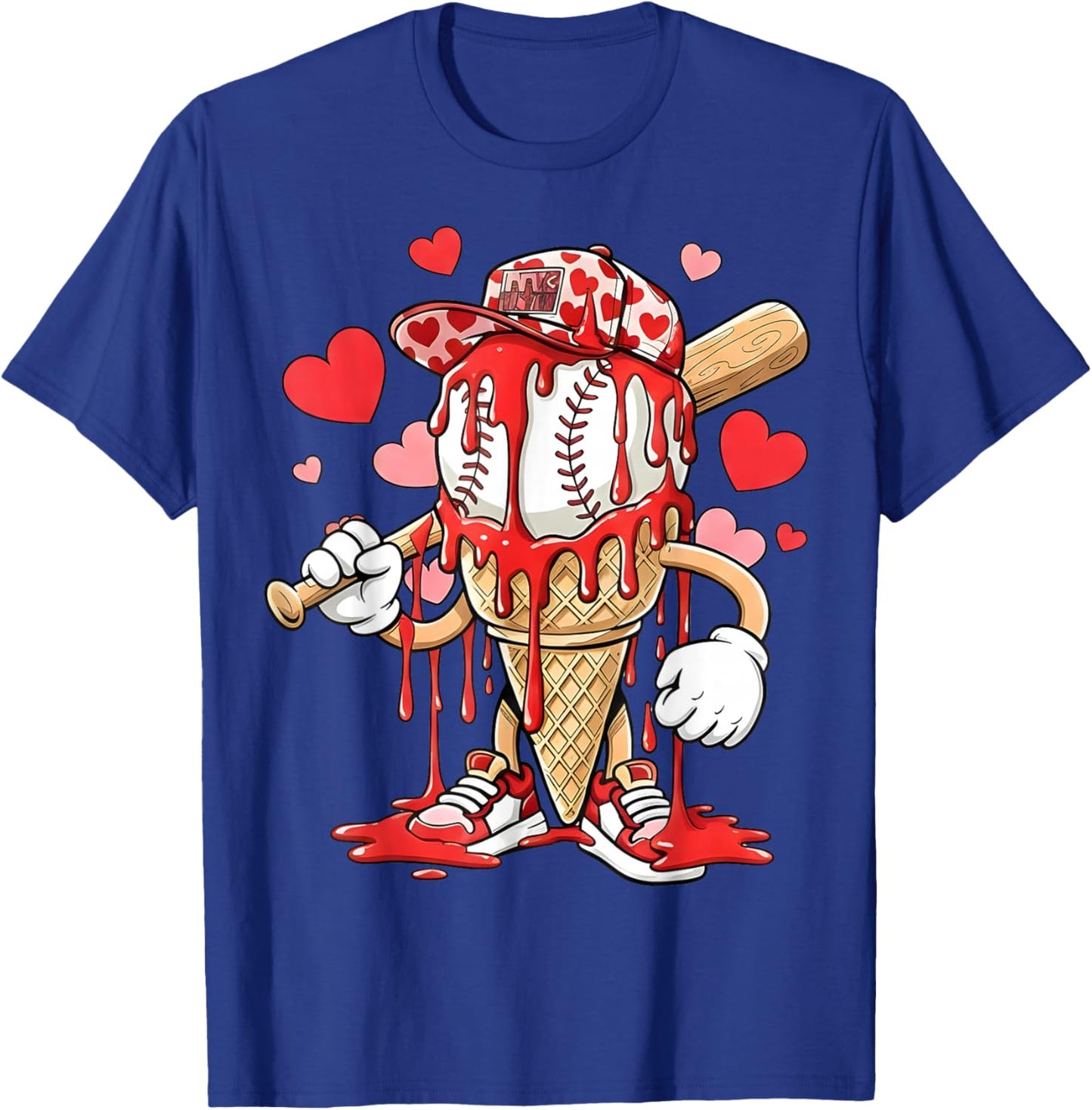 Kids Baseball Drip Ice Cream Apparel Kids Boys Valentine T-Shirt - T-Shirt | Royal
