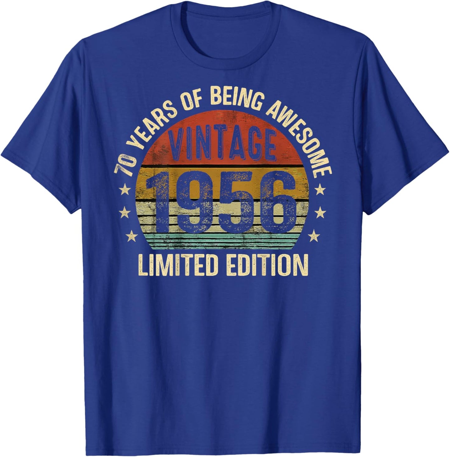 (ON Back) Vintage Awesome Since 1956 Retro 70th Birthday T-Shirt - T-Shirt | Royal