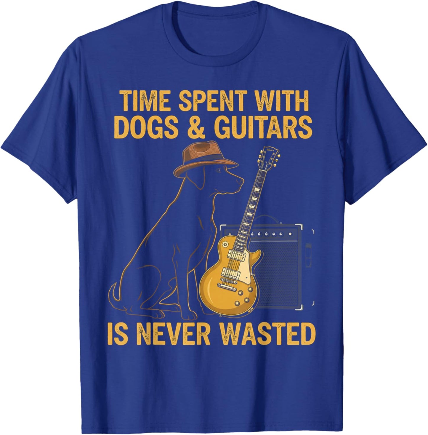 Time Spent with Dogs and Guitars is Never Wasted T-Shirt - T-Shirt | Royal