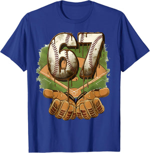 Baseball Ice Cream Drip Number 67 Playground Player 67th T-Shirt - T-Shirt | Royal