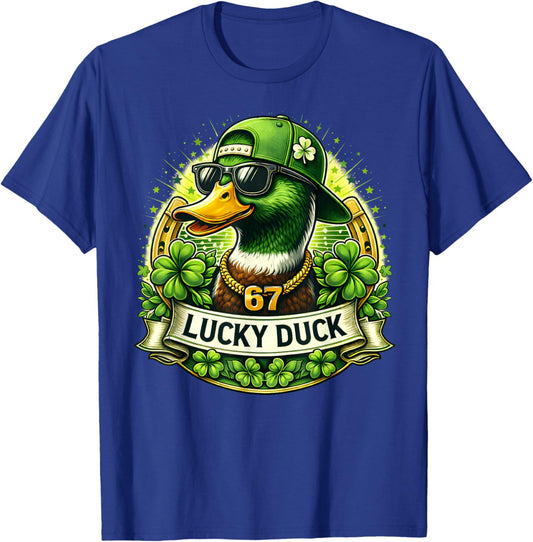 St Patricks Day Lucky Duck Six Seven Meme Shamrock Boys Kids T-Shirt - T-Shirt | Royal