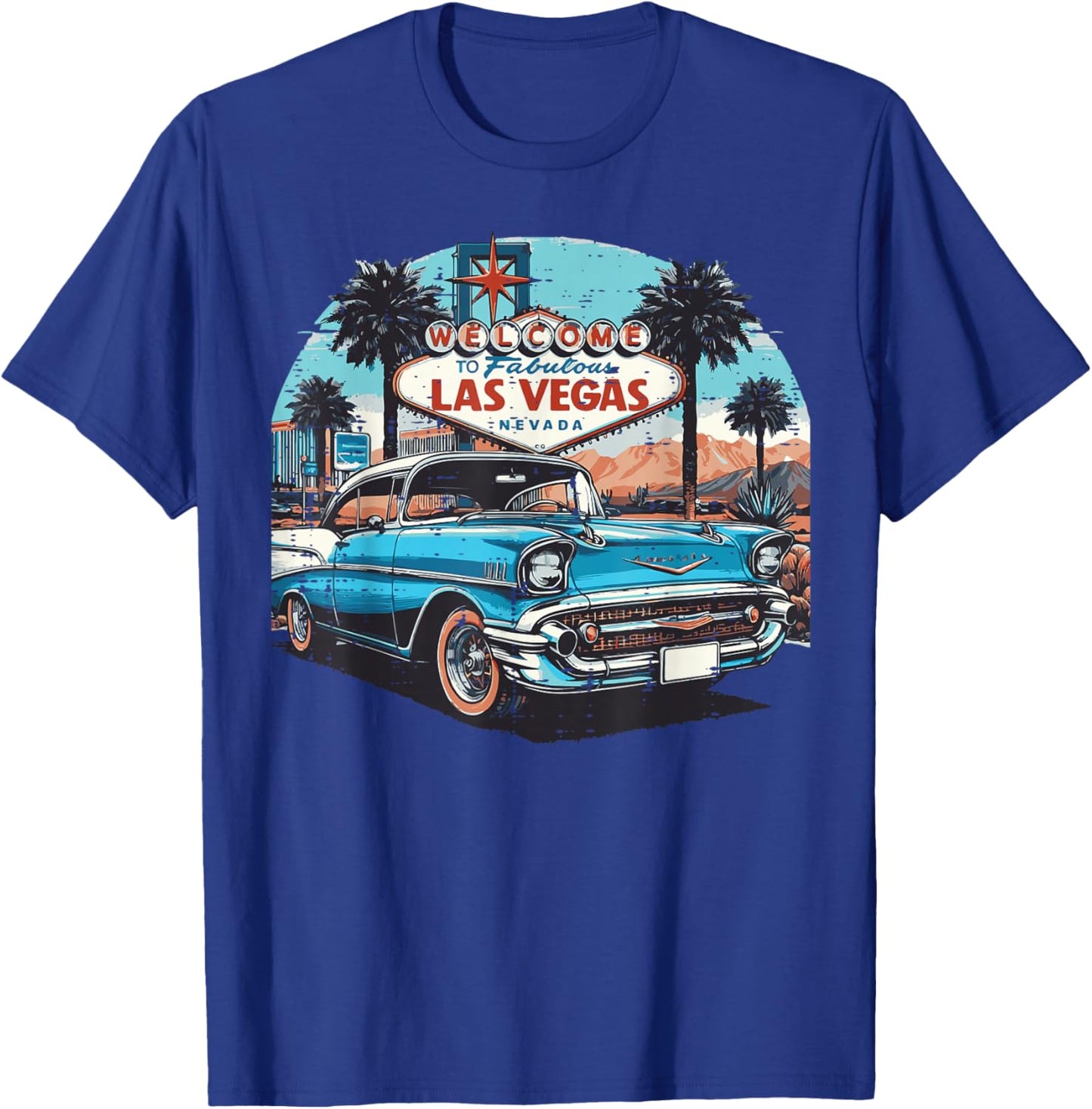 Classic Car Welcome Las Vegas Vacation Summer Men Women Kids T-Shirt - T-Shirt | Royal