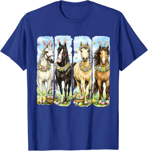 Easter Day Bunny Rabbit Horse Lover Easter Eggs Horse Riding T-Shirt - T-Shirt | Royal