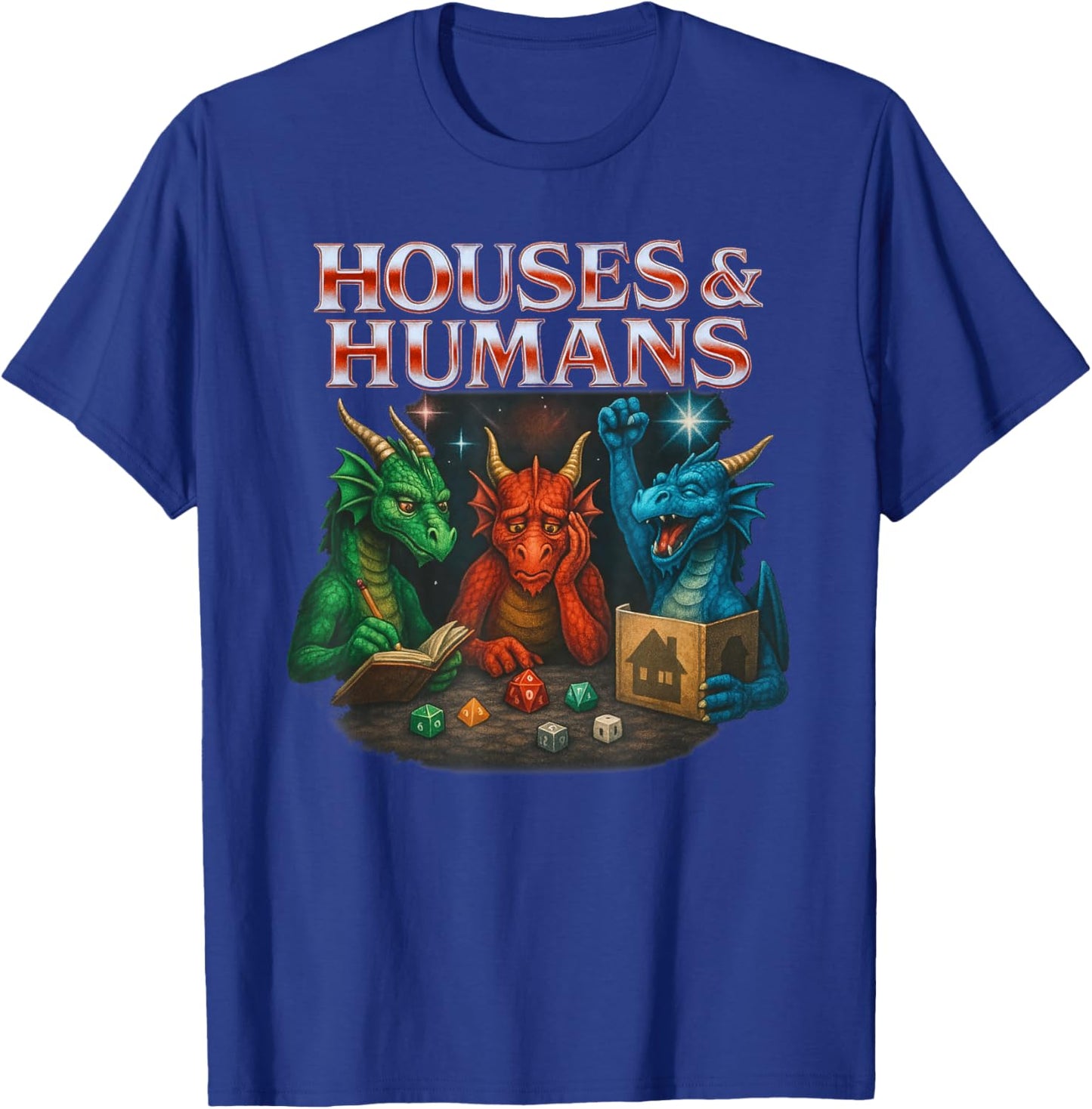 Gaming Houses and Humans Funny Game RPG Gamer Men Boys Kids T-Shirt - T-Shirt | Royal
