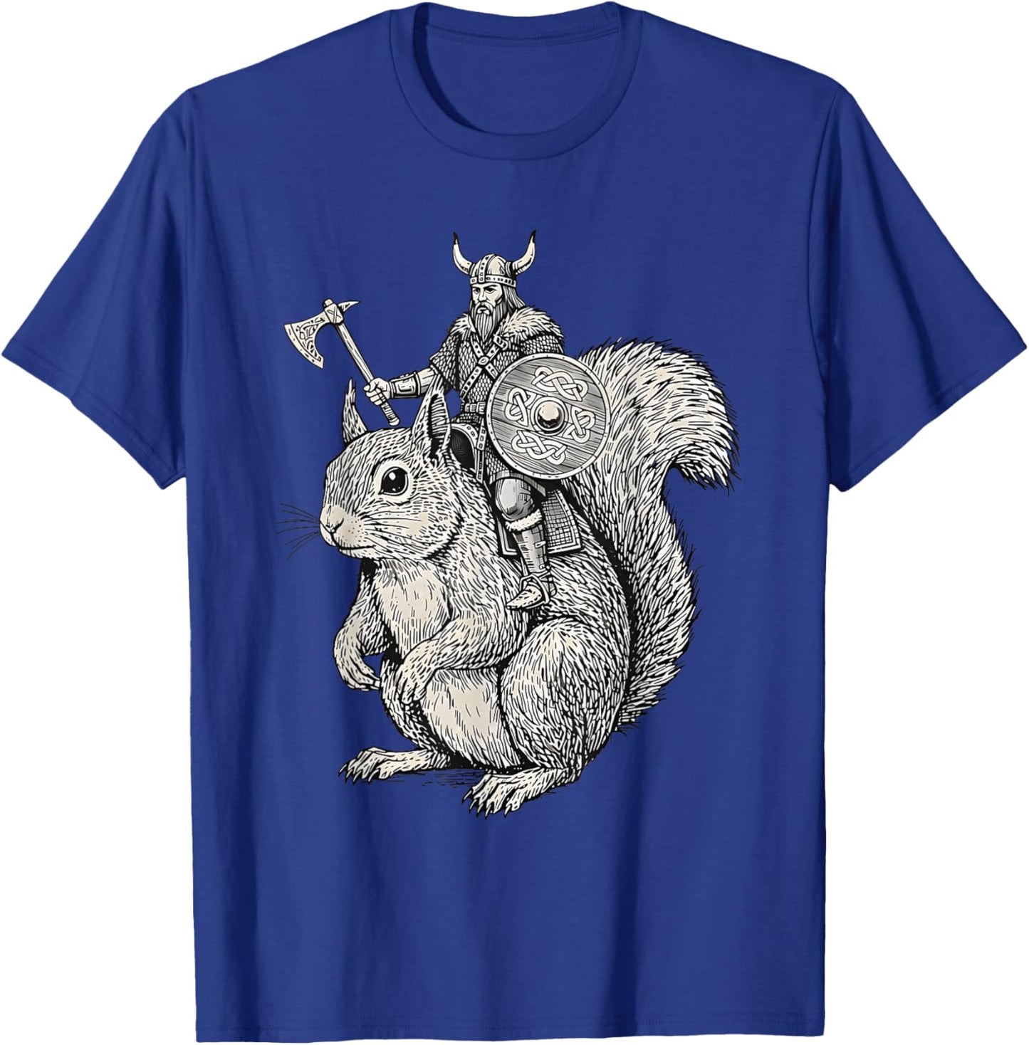 Viking Riding Squirrel Funny Warrior Art T-Shirt - T-Shirt | Royal