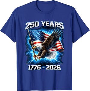 250 Years of American Freedom Eagle USA Flag 4th of July T-Shirt - T-Shirt | Royal