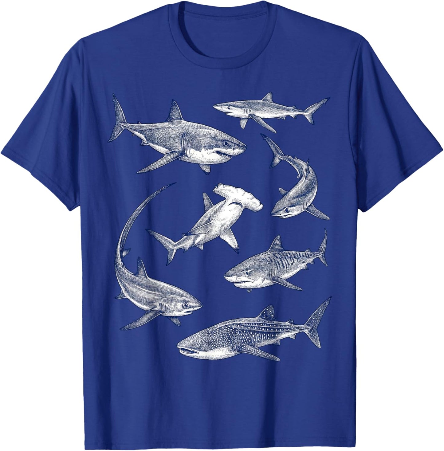 Vintage Sharks Marine Animals Wildlife Shark Lovers Retro T-Shirt - T-Shirt | Royal